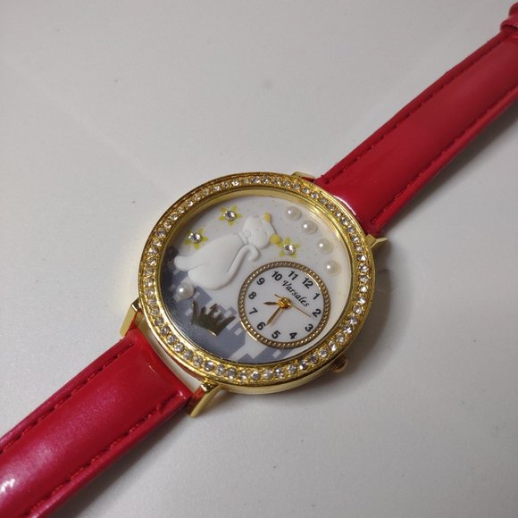 Cat And Crown Analog Watch With Red Band - Picture 1 of 16